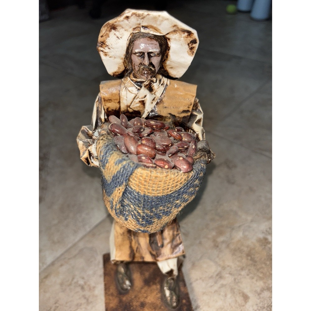 Vintage Mexican Folk Art Paper Mache Market Vendor Dolls Beans Rice Set of 3 - Picture 10 of 12